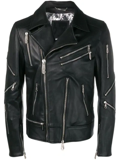 Philipp Plein Zipped Biker Jacket - 黑色 In Black