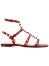 Valentino Garavani Rockstud Leather Sandals In Red