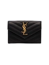 SAINT LAURENT SAINT LAURENT MONOGRAM纹理真皮钱包 - 黑色