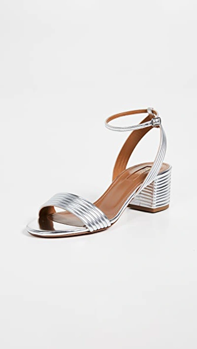 AQUAZZURA SUNDANCE 50 SANDALS SILVER,AQUDB30635