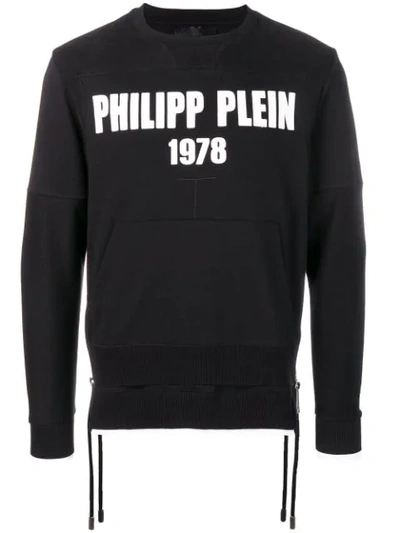 Philipp Plein Zip Detailed Logo Sweatshirt - 黑色 In Black