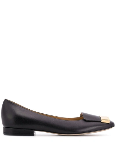 Sergio Rossi Logo Plaque Ballerinas In Black