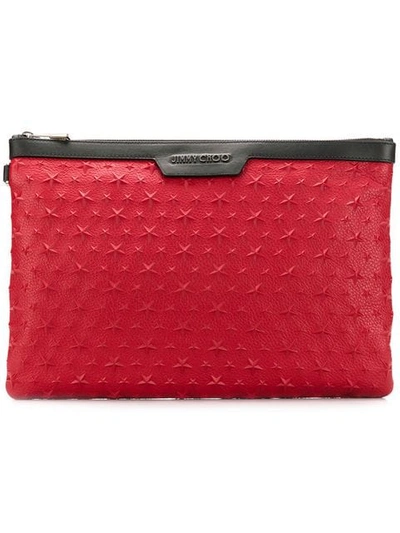 Jimmy Choo Derek Star Embellished Pouch In Red