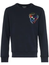 ALEXANDER MCQUEEN ALEXANDER MCQUEEN EMBROIDERED SKULL SWEATSHIRT - BLUE