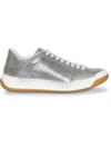 BURBERRY PERFORATED LOGO METALLIC LEATHER SNEAKERS