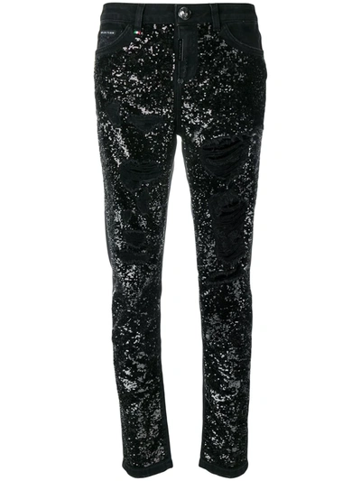 Philipp Plein Boyfriend Paillettes Jeans - 黑色 In Black