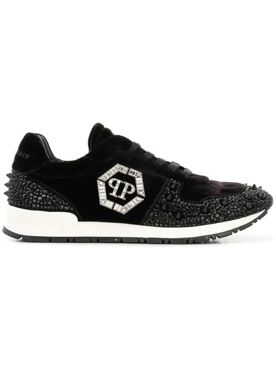 Philipp Plein Embellished Sneakers In Black