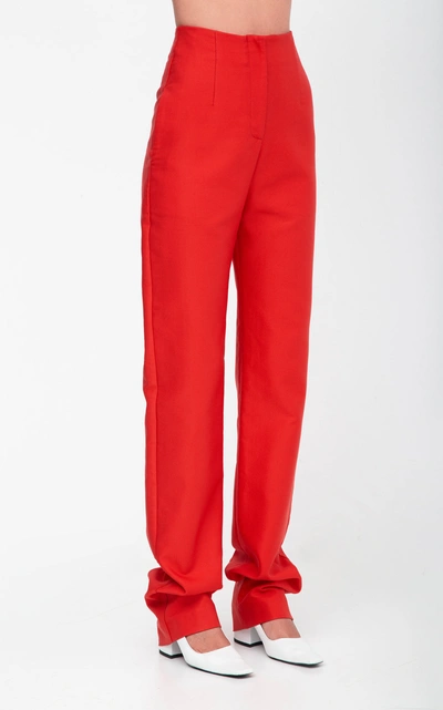Aleksandre Akhalkatsishvili High-rise Straight-leg Structured Trousers In Red