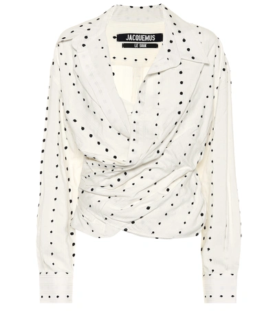 Jacquemus Nissa Cutout Fil Coupé Voile Shirt In Black Polka Dots