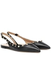 VALENTINO GARAVANI ROCKSTUD LEATHER SLINGBACK BALLET FLATS,P00367916