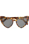 SAINT LAURENT Loulou heart-shaped leopard-print tortoiseshell acetate sunglasses