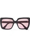 GUCCI Oversized crystal-embellished square-frame acetate sunglasses