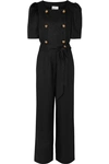 LISA MARIE FERNANDEZ DIANA BELTED DOUBLE-BREASTED LINEN JUMPSUIT