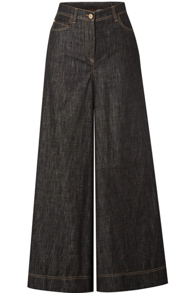 Brunello Cucinelli Jean Maxi Skirt Trousers, Black In Blue