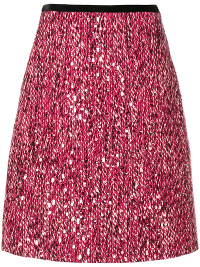 Gucci A-line Multicolor Tweed Short Skirt W/ Velvet Trim In Pink