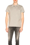 Saint Laurent Embroidered Monogram Polo Shirt In Grey