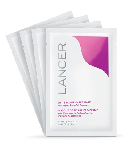 Lancer Lift & Plump Sheet Mask With Vegan Stem Cell Complex 4 X 0.9 oz/ 27 ml Sheets In Colourless