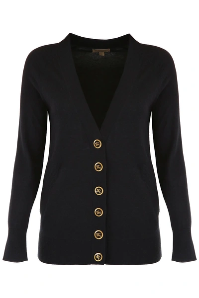 Burberry Cardigan With Decorative Buttons In Black