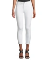 L Agence Nadia Cropped Striped High-rise Slim-leg Jeans In Blanc