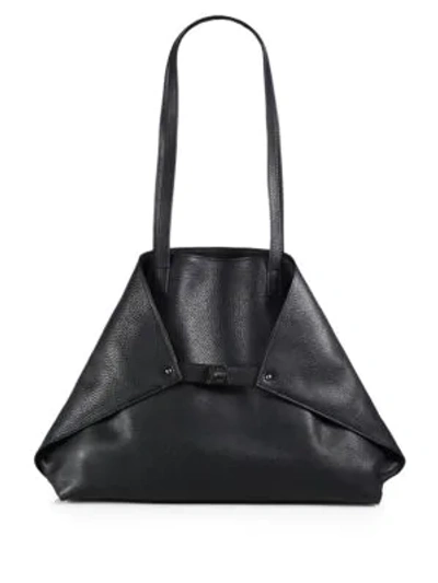 Akris Ai Medium Soft Leather Shoulder Bag In Black