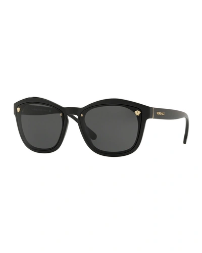 Versace Square Monochromatic Medusa-detail Sunglasses, Crystal In Grey Classic