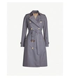 BURBERRY PROTECTIVE WOMENS MID GREY THE KENSINGTON HERITAGE CHECK-LINED COTTON-GABARDINE TRENCH COAT