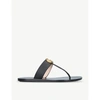 Gucci Marmont Logo-embellished Leather Sandals In Black