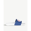 Champion Logo Embossed Slide Sandals In White/blue