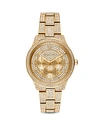 MICHAEL KORS RUNWAY GOLD-TONE ALL-OVER PAVE CRYSTAL WATCH, 38MM,MK6627