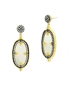 FREIDA ROTHMAN IMPERIAL OVAL DROP EARRINGS IN BLACK RHODIUM-PLATED STERLING SILVER & 14K GOLD-PLATED STERLING SILVE,IMYKZMPE12-14K