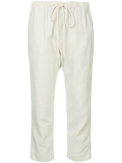 Bassike Washed Herringbone Pull On Trouser In White