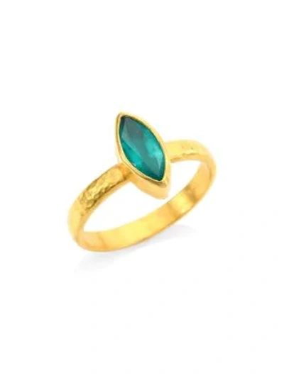 Gurhan Delicate Hue 24k Yellow Gold & Emerald Stacking Ring In Green