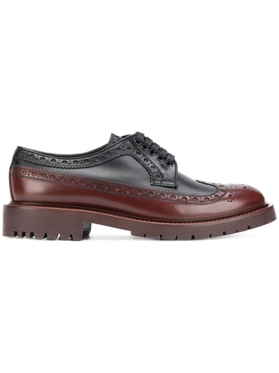 Burberry Brogue Detail Leather Derby Shoes In Black/antique Garnet