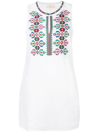 Tory Burch Embroidered Shift Dress - 白色 In White