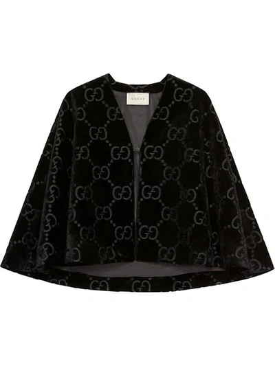 Gucci Intrigues Gg Velvet Cape In 1000 Black