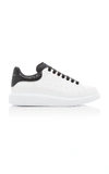 Alexander Mcqueen Python-effect Trimmed Leather Sneakers In White