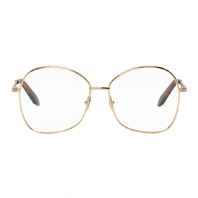 Victoria Beckham Gold Grooved Butterfly Glasses In Yellow/gold