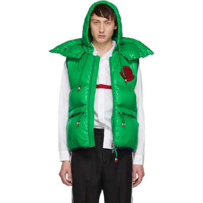 Moncler Men's Lorent Double-hood Puffer Waistcoat In Green