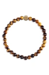 Caputo & Co Stone Bead Bracelet In Yellow Tiger Eye