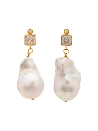 Anni Lu Gemstone And Pearl Drop Earrings - 白色 In White