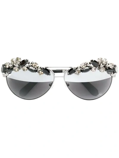 Philipp Plein Crystal Embellished Sunglasses - 黑色 In Black
