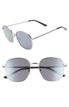 Quay Jezabell 57mm Round Sunglasses In Gunmetal / Silver Mirror