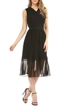 KAY UNGER PLEATED CHIFFON FAUX WRAP COCKTAIL DRESS,K111628