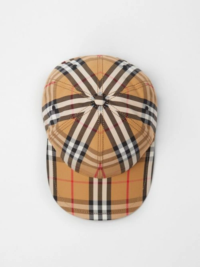 Burberry Vintage Check Baseball Cap In Antique Yellow