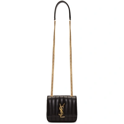 Saint Laurent Vicky Small Quilted Patent-leather Shoulder Bag In 1000 Black