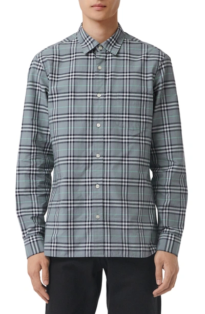 Burberry Men's Alexander Check Sport Shirt, Blue In Stone Blue Ip Chk