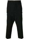 RICK OWENS RICK OWENS CARGO CROPPED TROUSERS - BLACK