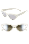 MOSCHINO 52MM CAT'S EYE SUNGLASSES - WHITE,MOS006S