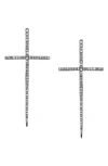 Sheryl Lowe Silver Spike Cross Pave Diamond Earrings In Sterling Silver