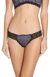 Hanky Panky Regency Low-rise Diamond Lace Thong In Black/ Regal Purple